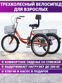 Велосипед трехколесный для взрослых ТРАЙК БАЙК 70548929 купить за 27 317 ₽ в интернет-магазине Wildberries
