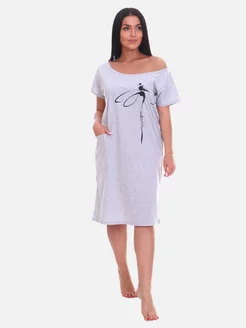 Домашнее платье пляжное со спущенным плечом BABUSHKIN 70567220 купить за 524 ₽ в интернет-магазине Wildberries