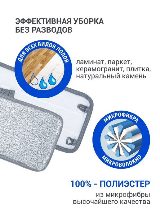 HAUSMANN Насадка для швабры Care Clean HM-67, серый, фото 3