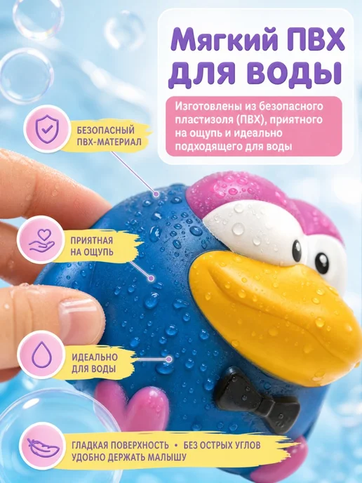 Капитошка Смешарики фигурка резиновая для ванной детская для купания, синий, фото 2