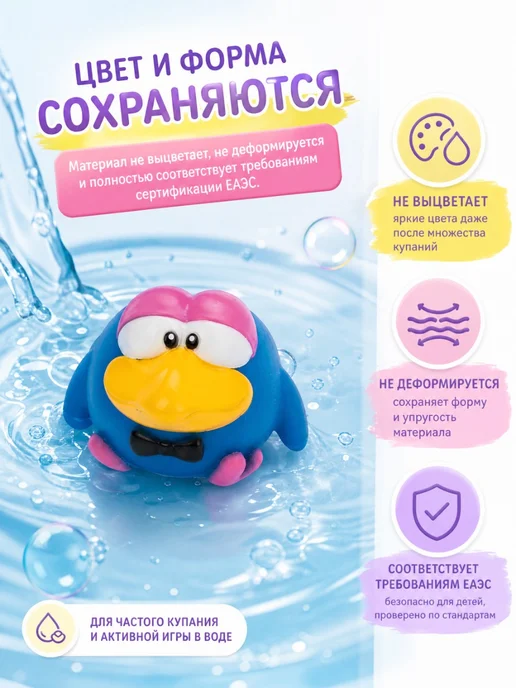 Капитошка Смешарики фигурка резиновая для ванной детская для купания, синий, фото 3