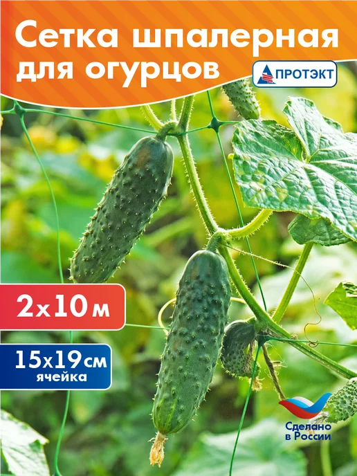 ПРОТЭКТ Сетка шпалерная для огурцов садовая 2*10 м, 2x10 м