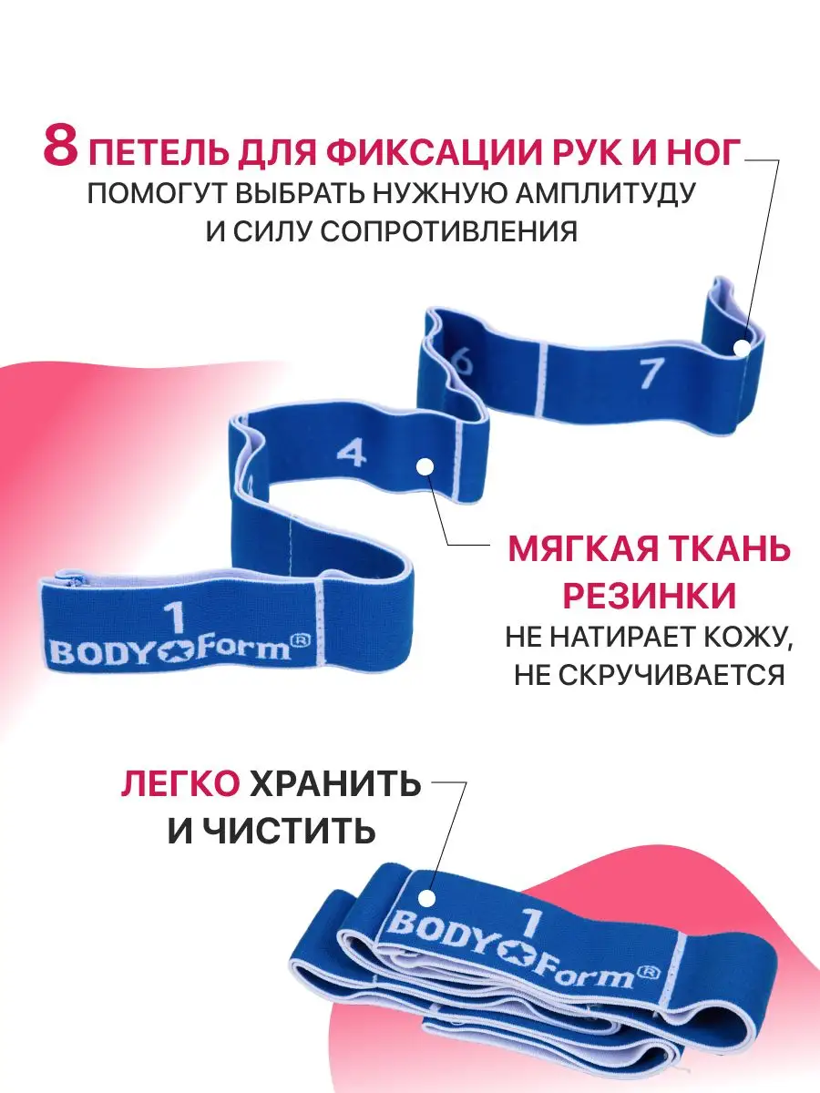 Резинка для фитнеса тканевая Эспандер ленточный 15 кг Bodyform 70585402  купить за 435 ₽ в интернет-магазине Wildberries