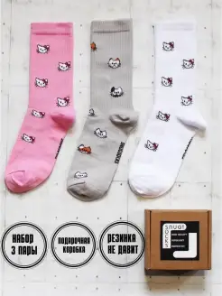 Высокие прикольные носки с принтом и рисунком набор 3 пары Snugsocks 70621453 купить за 568 ₽ в интернет-магазине Wildberries