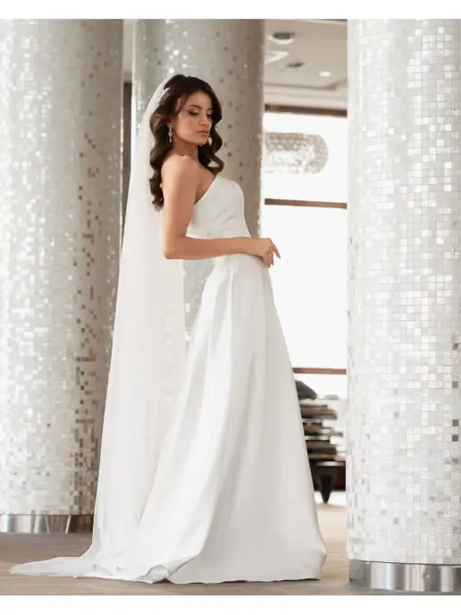 Romantic Wedding Фата со шлейфом свадебная на гребне обрезная в пол, белый, фото 4