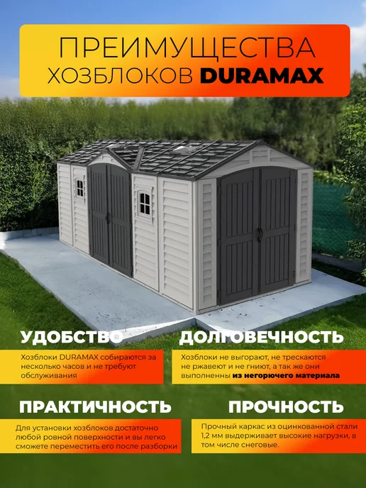 Duramax Пластиковый сарай Apex Pro, серый, фото 3