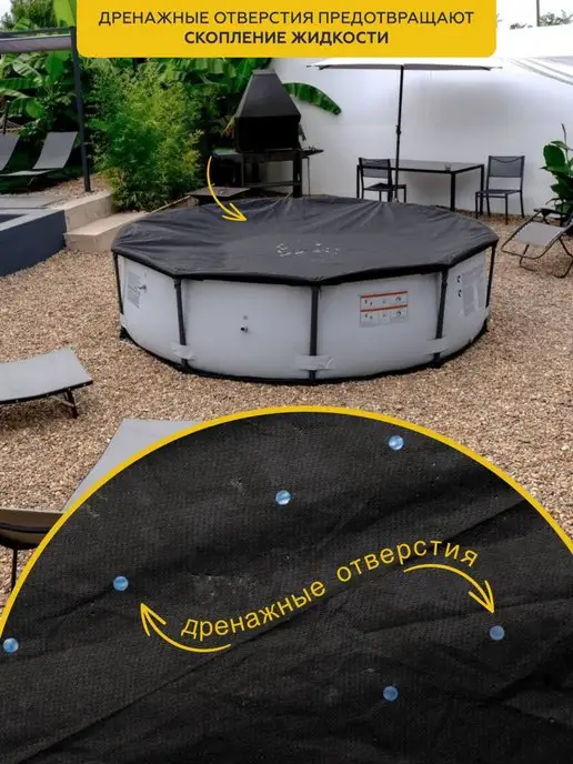 Sundaze Тент для бассейна 244 см круглый каркасный, черный, фото 4