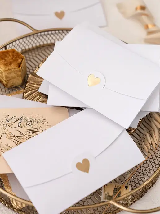 MAIL ART Конверты для денег на свадьбу белые, белый, фото 6