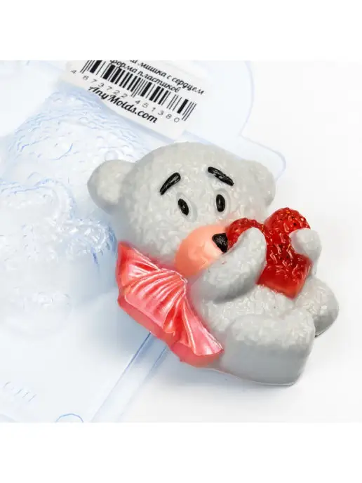 AnyMolds Плюшевый мишка с сердцем форма для мыла, белый, фото 2