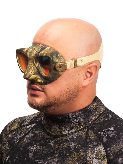 C4 CARBON Маска для плавания C4 PLASMA CAMO HD для фридайвинга, зеленый, фото 5
