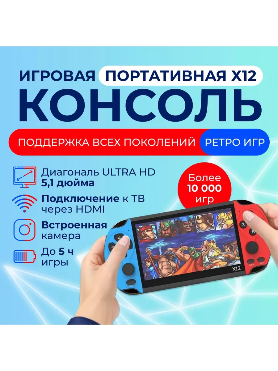 Портативная игровая приставка ретро консоль X12 HDMI 8Gb VIDGES 71371504  купить за 1 894 ₽ в интернет-магазине Wildberries