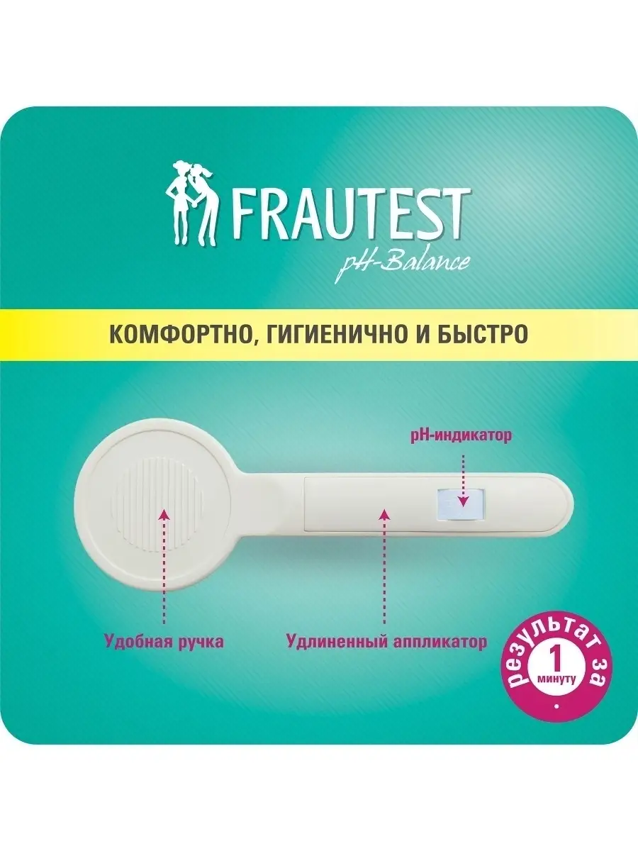 Тест для определения уровня кислотности влагалища FRAUTEST pH-balance, 3шт/уп.