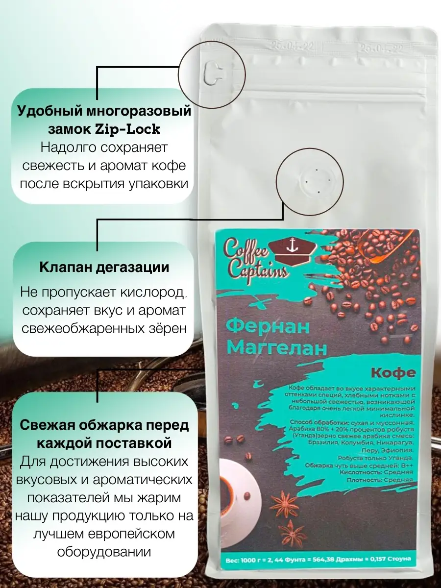 Кофе в зернах натуральный Coffee Captains 71617229 купить за 784 ₽ в  интернет-магазине Wildberries