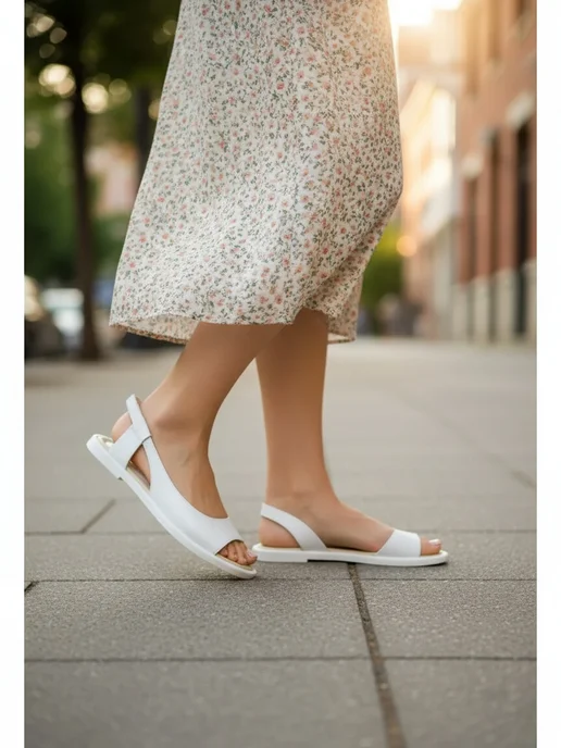 ABI-SHOES Босоножки белые летние из натуральной кожи, белый