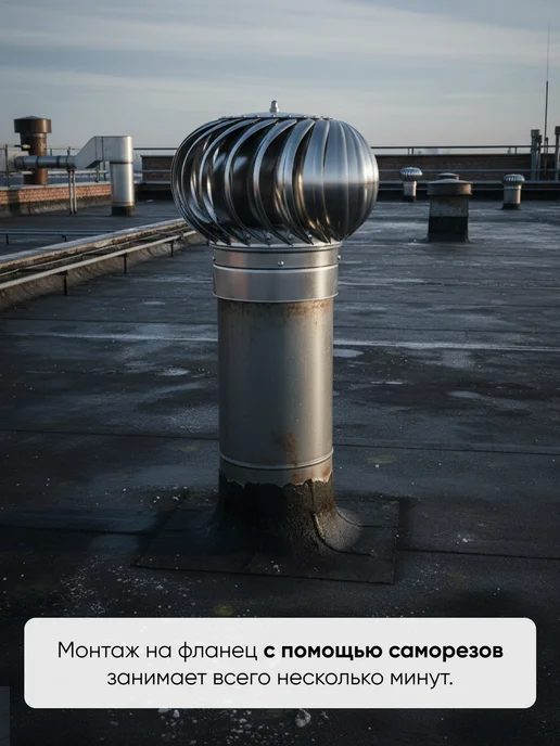 ЭРА Турбодефлектор вентиляционный фланец 200 нерж.сталь ТД, серый, фото 8