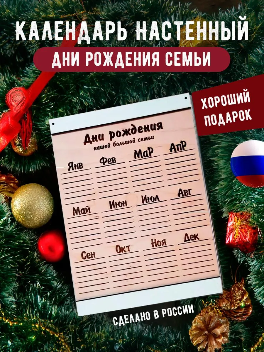 Календарь дней рождений шаблон на русском