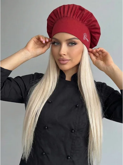 Kupifartuk Колпак поварской с вышивкой, красный, фото 6