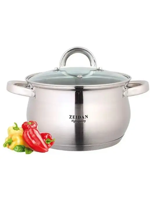 ZEIDAN Кастрюля z-50237 2,1 л нерж сталь стеклянная крышка, 2,1 л