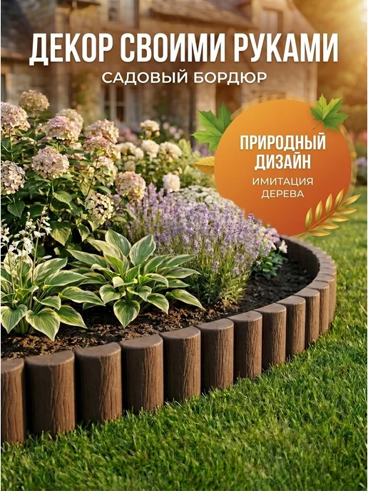 ПРОТЭКТ Заборчик садовый бордюр Пеньки, коричневый, фото 7