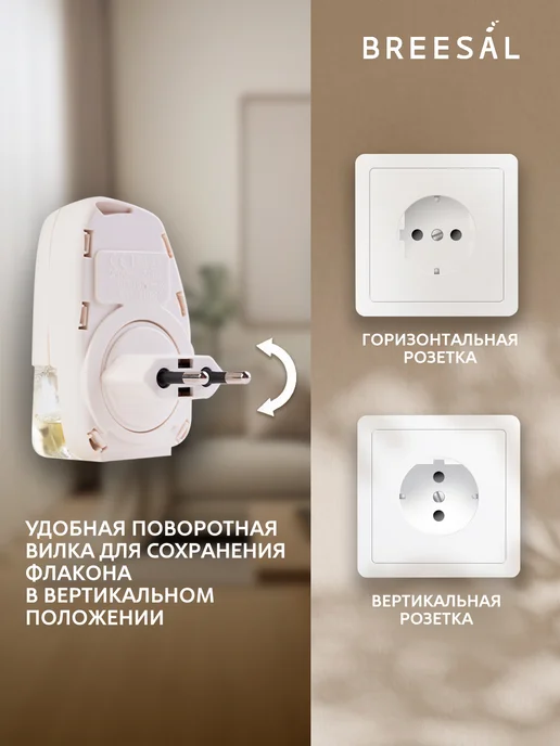 Breesal Электрический диффузор ароматический + Cменный флакон, белый, фото 8