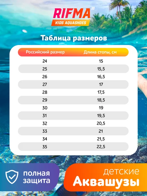 RIFMA Аквашузы детские Коралловые тапочки для моря Коралки, голубой, фото 4