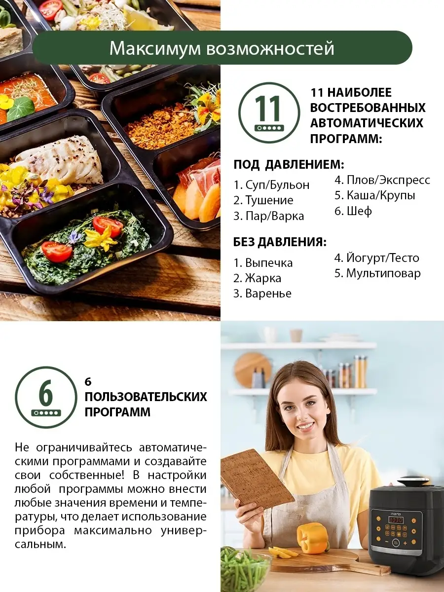 Мультиварка-скороварка,чаша NON-STICK Marta 71900935 купить в  интернет-магазине Wildberries