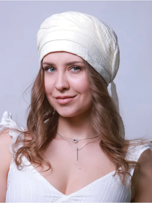 ALLAMUR Чалма с косой объемная хлопковая, желтый, фото 5